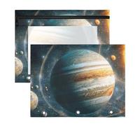 Oarencol Pencil Pouch for 3 Ring Binder Solar System Planet Stars Space 2 Pack Large Pencil Case Pouch with Zipper & Grommets, Clear Binder Bag, School Office Supplies