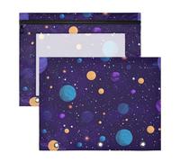 Oarencol Pencil Pouch for 3 Ring Binder Space Galaxy Planet 2 Pack Large Pencil Case Pouch with Zipper & Grommets, Clear Binder Bag, School Office Supplies
