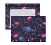 Oarencol Pencil Pouch for 3 Ring Binder Space Galaxy Planet Print 2 Pack Large Pencil Case Pouch with Zipper & Grommets, Clear Binder Bag, School Office Supplies