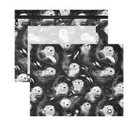 Oarencol Pencil Pouch for 3 Ring Binder Vintage Sea Otters Animals 2 Pack Large Pencil Case Pouch with Zipper & Grommets, Clear Binder Bag, School Office Supplies