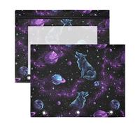 Oarencol Pencil Pouch for 3 Ring Binder Wolf Space Galaxy Planet 2 Pack Large Pencil Case Pouch with Zipper & Grommets, Clear Binder Bag, School Office Supplies
