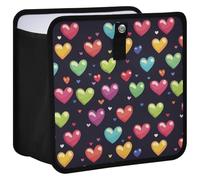 Oarencol Rainbow Hearts Car Trash Can, Foldable Hanging Car Trash Bag, Small Waterproof Car Accessories Garbage Bin