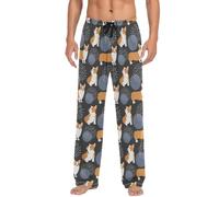 Oarencol Sleep Pants for Men Cute Corgi Dog Animal Puppies Dots Soft Men's Pajama Bottoms Straight-Fit Sleepwear M