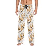 Oarencol Sleep Pants for Men Soft Men's Pajama Bottoms Corgi Dog Animals Paws Straight-Fit Sleepwear M