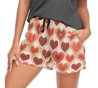 Oarencol Valentine's Vintage Hearts Athletic Shorts for Women Lounge Pj Bottoms Workout Running Yoga Gym Shorts M