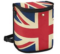 Oarencol Vintage Union Jack Flag United Kingdom Car Trash Can Car Garbage Bag with Lid Hanging Waterproof Leak Proof Vehicle Storage Bin