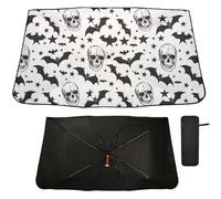 Oarencol Windshield Sun Shade Umbrella Halloween Skull Star Bat Foldable Car Front Window Sunshade Blocks UV Rays Heat Keep Vehicle Cool 55"x27.5"