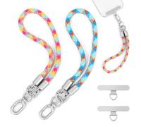 Oaridey 2-Pack Phone Wrist Strap, Multicolor Braided Phone Lanyard | Anti Theft Phone Strap with 360° Rotating Metal Clip & Zinc Alloy Pad, Fits Cameras and Keys, For Travel and Daily Use