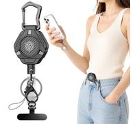 Oaridey Magnetic Anti Theft Phone Strap, Retractable Steel Mobile Phone Lanyard with Heavy Duty Carabiner and 360° Metal Phone Tether Tab For Skiing, Hiking, Fishing, Concert and Traveling, 1 Pack