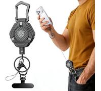 Oaridey Magnetic Mobile Phone Anti-Theft Retractable Mobile Phone Steel Chain with Durable Carabiner & 360° Metal Pads, Anti-Theft Mobile Phone Strap for Skiing, Hiking, Fishing, Concerts and Travel