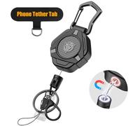 Oaridey Magnetic Retractable Keychain, Heavy Duty Carabiner Badge Holder with Phone Tether Tabs, Tactical ID Badge Reel with 31.8'' Coated Steel Cord and Lobster Clasp, Bearing 10.0 oz - 1 Pack