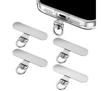 Oaridey Metal Phone Tether Tab, 360° Tangle-Free Rotation, Ultra Thin Stainless Steel Phone Lanyard Tab, Fits Most Phones and Cases, No Charging Burden, For Outdoors, Concert & Daily, 4 Packs, Silver