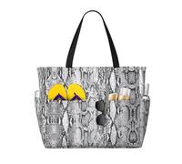 OAROK Snake Skin Black And White Large Capacity Beach Tote Bag For Women Oversized Tote Bag For Weekend Travel, Black, One Size