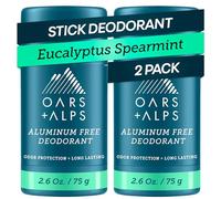 Oars + Alps Natural Deodorant for Men and Women, Aluminum Free and Alcohol Free, Vegan and Gluten Free, Eucalyptus Spearmint, 2 Pack, 5.2 Oz