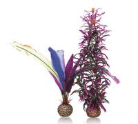 OASE BIORB AQUARIUM 2 PACK PARROT FEATHER PLASTIC PLANT DECORATIONS PURPLE EASY