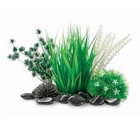 Oase biOrb Tuvalu Décor Set for biOrb 15L Aquarium - Grass Ring Sculpture, Tropical Plants, Starfish, Urchin & Black Pebbles - Fresh & Saltwater Safe