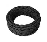 OASHISU Textile Cable 2-Core Black 5 m Twisted Lamp Cable 2 x 0.75 mm²
