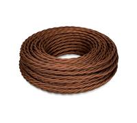 OASHISU Textile Cable 2-Core Brown 3 m Lamp Cable Fabric Twisted 2 x 0.75