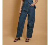 Oasis 100% Cotton Scallop Pocket Barrel Leg Jeans INDIGO AMAZONITE