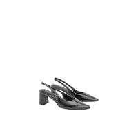 Oasis Abigail Faux Patent Leather Slingback Block Heel Court Shoes, 5, True Black