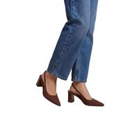Oasis Abigail Faux Suede Slingback Block Heel Court Shoes, 5, Chocolate