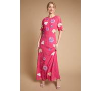 Oasis Angel Sleeve Statement Embellished Maxi Dress In Hot Pink hot pink