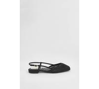 Oasis Women's Angie Faux Suede Cutout Sling Back Flat Shoes in Natural Black | Size: 4 Oasis Natural Black 4