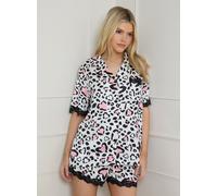 OASIS Animal Heart Lace Trim Nightwear Shorts Set L