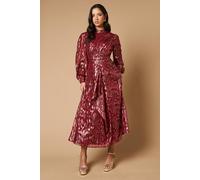 Oasis Animal Metallic Jacquard Ruffle Front Dress animal