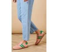 Oasis Anjali Faux Suede Contrast Stripe Lace Up Trainers In Pink pink 4