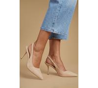 Oasis Women's Annabelle Faux Suede Slingback High Stiletto Heeled Pointed Court Shoes in Beige | Size: 6 Oasis Beige 6