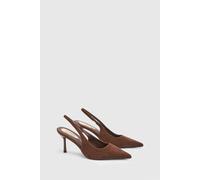 Oasis Annabelle Faux Suede Slingback High Stiletto Heeled Pointed Court Shoes, 3, Chocolate