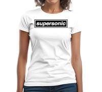 Oasis Band Tribute Supersonic Women's Classic Crew Neck Short Sleeve T-Shirt, White, XXL