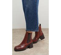 Oasis Barbara Leather Chunky High Heeled Chelsea Boots In Tan tan 3