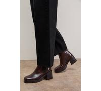 Oasis Barbara Real Leather Chunky High Heeled Chelsea Boots In Brown brown 7