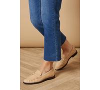 Oasis Baya Faux Patent Leather Penny Detail Loafers In Beige beige 4