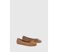 OASIS Beatrice Faux Suede Square Toe Ballet Pump Tan 4