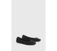 Oasis Beatrice Faux Suede Square Toe Ballet Pumps In Natural Black natural black