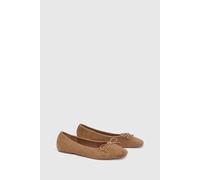 Oasis Beatrice Faux Suede Square Toe Ballet Pumps In Tan tan