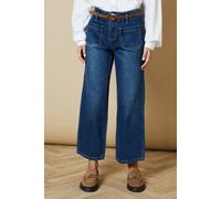 Oasis Belted Cropped Straight Jean In Mid Wash mid wash 6