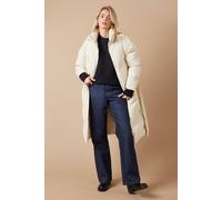Oasis Belted Midi Padded Funnel Neck Coat In Neutral neutral 8