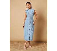 OASIS Belted Waist Pocket Detail Denim Midaxi Dress 18