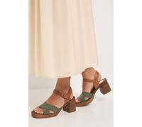 Oasis Bethany Faux Suede Cross Over Stacked Heeled Sandals In Green green