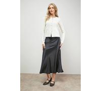 Oasis Bias Cut Satin Midi Skirt In Black black 14