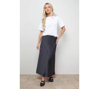 Oasis Bias Cut Satin Midi Skirt In Black black 8