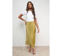 Oasis Bias Cut Satin Midi Skirt In Olive olive 16