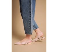 Oasis Billie Faux Leather Slingback Pointed Flat Shoes In Beige beige 6