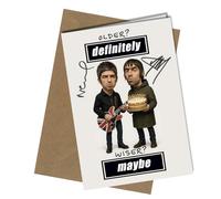 Oasis Birthday Card - Reproduction Printed Autographed Caricature of Noel & Liam Gallagher | Collectible Music Memorabilia, Funny Present for Oasis Fans No1952