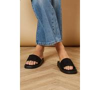 Oasis Briar Faux Suede Low Flatform Sliders In Natural Black natural black 4