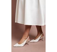 Oasis Women's Bridal Belle Satin Mini Bow Slingback High Stiletto Court Shoes in Ivory | Size: 3 Oasis Ivory 3